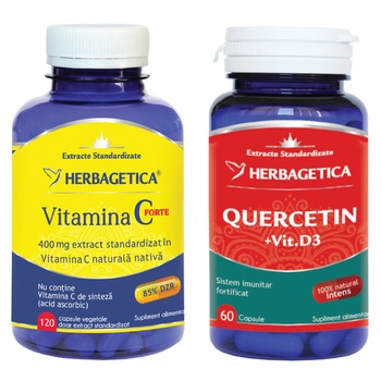Supliment Alimentar Vitamina C Forte 400mg 120 + Quercentina+ Vitamina. D3 60 capsule Supliment Alimentar Vitamina C Forte 400mg 120 + Quercentina+ Vitamina. D3 60 capsule
