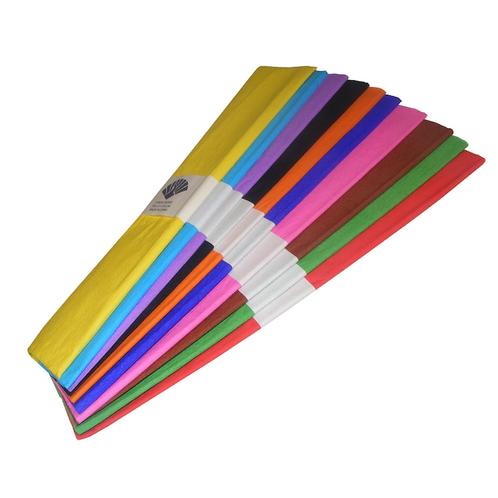 Hartie creponata 10 culori/set, dimensiune coala 50x200 cm