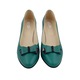 Pantofi dama piele naturala cu funda varf rotund toc masiv mediu cu imprimeu picasso verde, Verde
