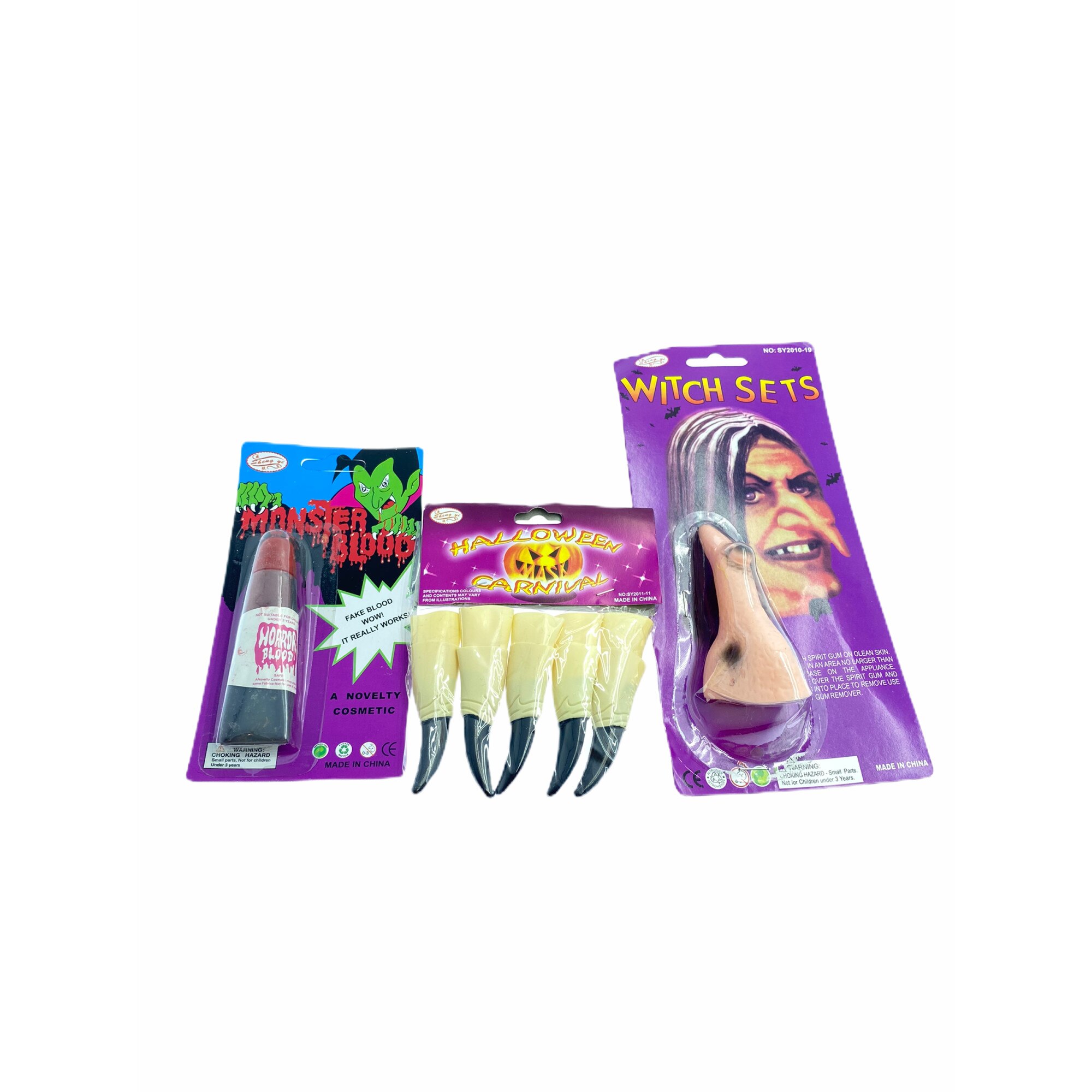 Set Atelier pentru Halloween sange fals, nas si unghii de vrajitoare