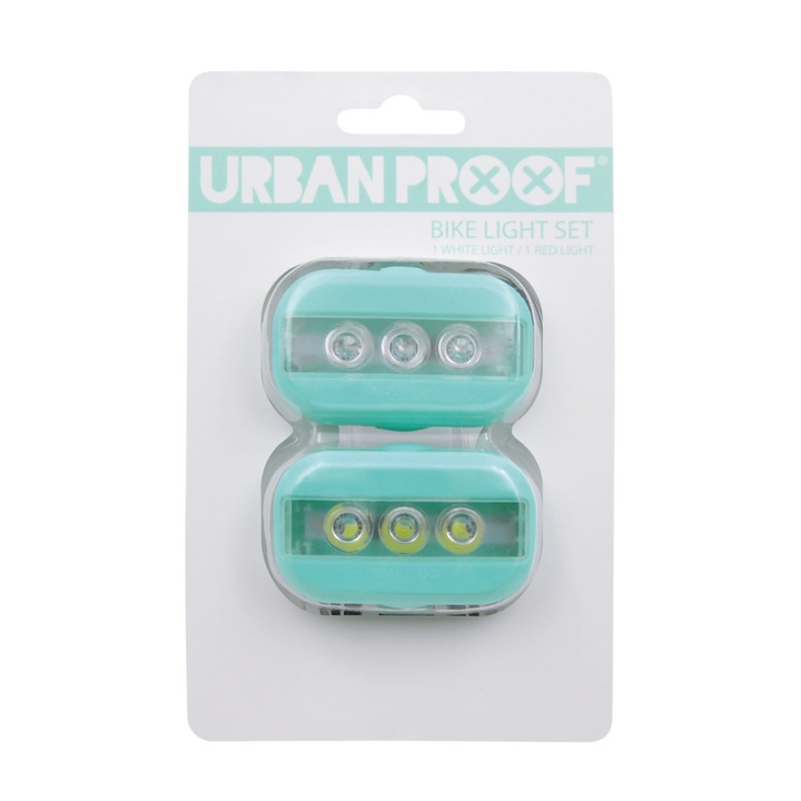 Set 2 lumini bicicleta Urban Proof Clip Albastru deschis