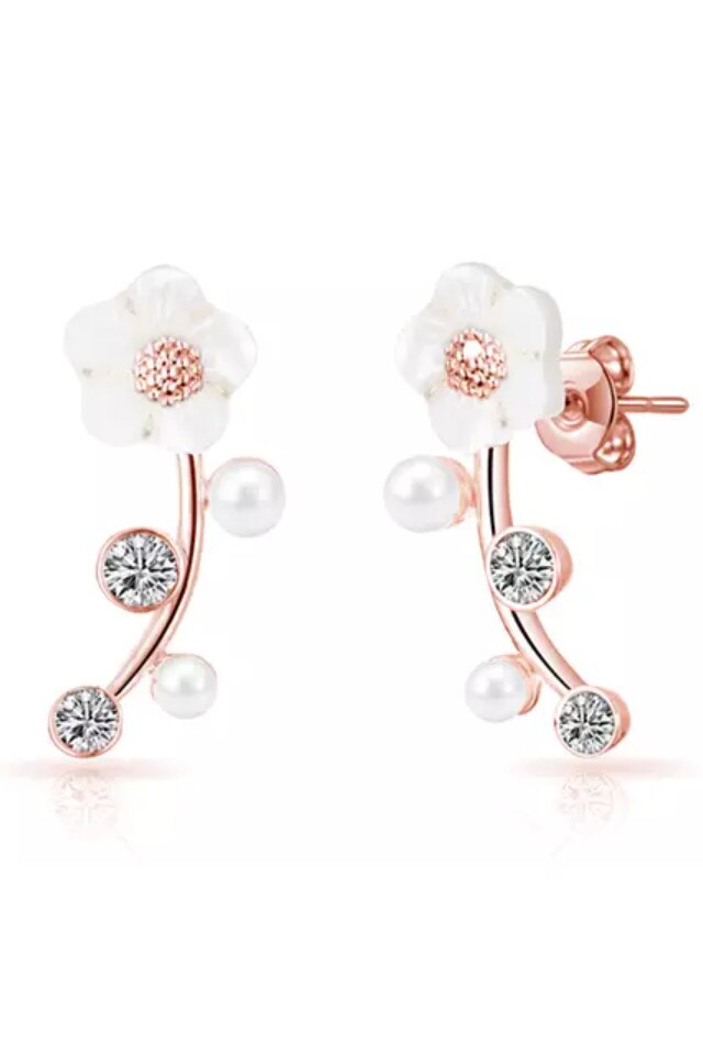 Cercei Dama Philip Jones Daisy Alb/Rose Gold