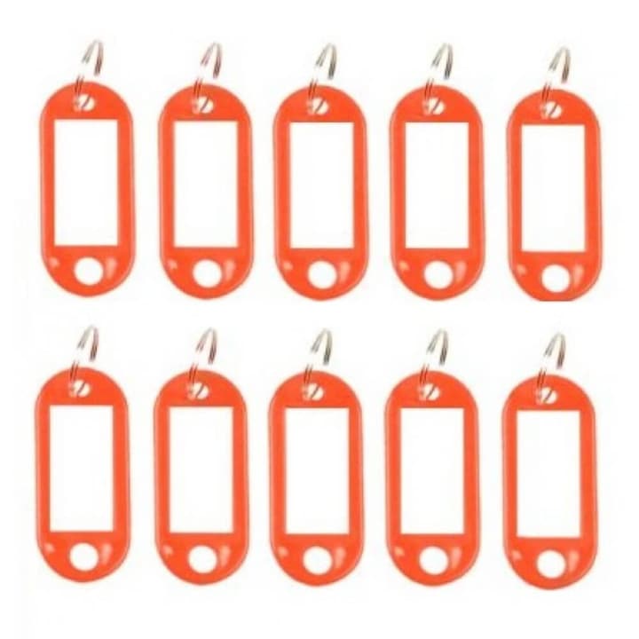 Комплект от 10 ключодържателя с етикет EVOFFICE, 50x22 mm, червен