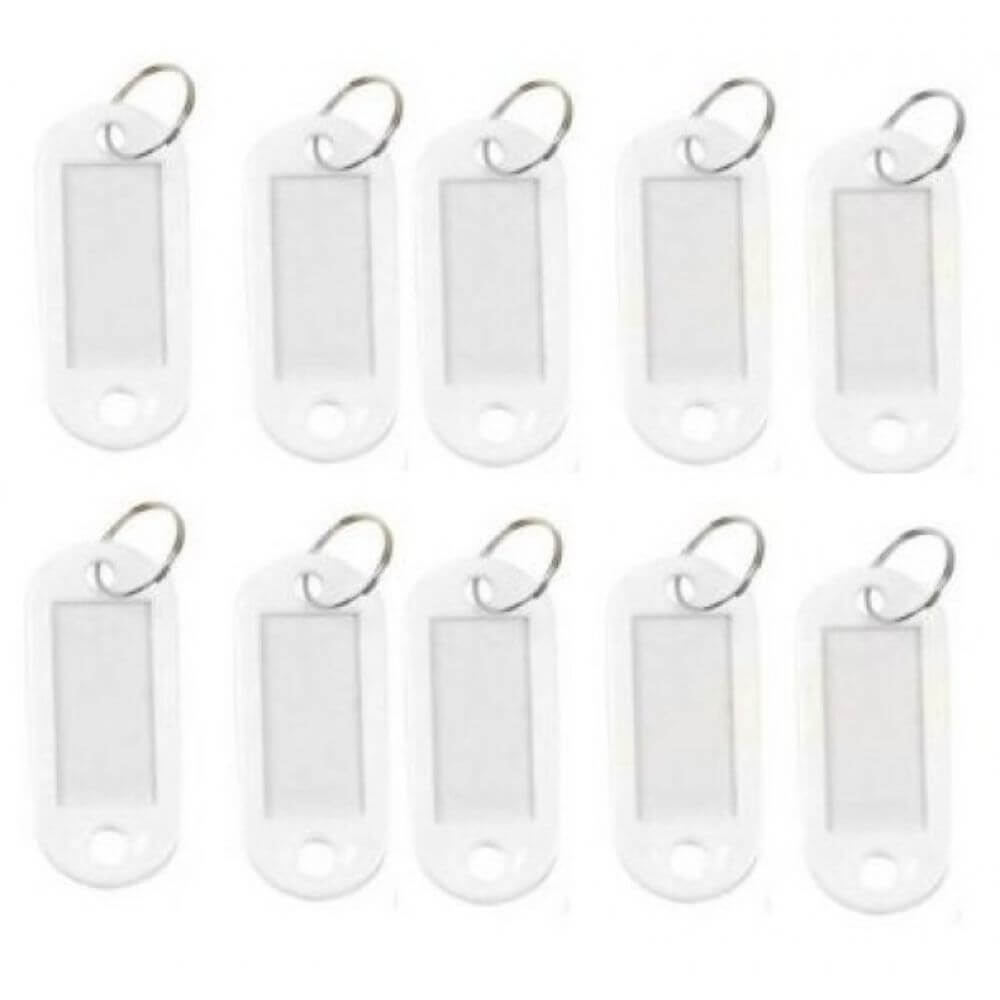 Set 10 Brelocuri Chei cu Eticheta EVOFFICE, 50x22 mm, Albe