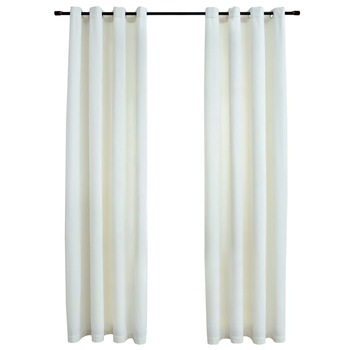Set de 2 draperii opace din catifea cu inele metalice,, vidaXL, Catifea, 140 x 225 cm, Crem Set de 2 draperii opace din catifea cu inele metalice,, vidaXL, Catifea, 140 x 225 cm, Crem