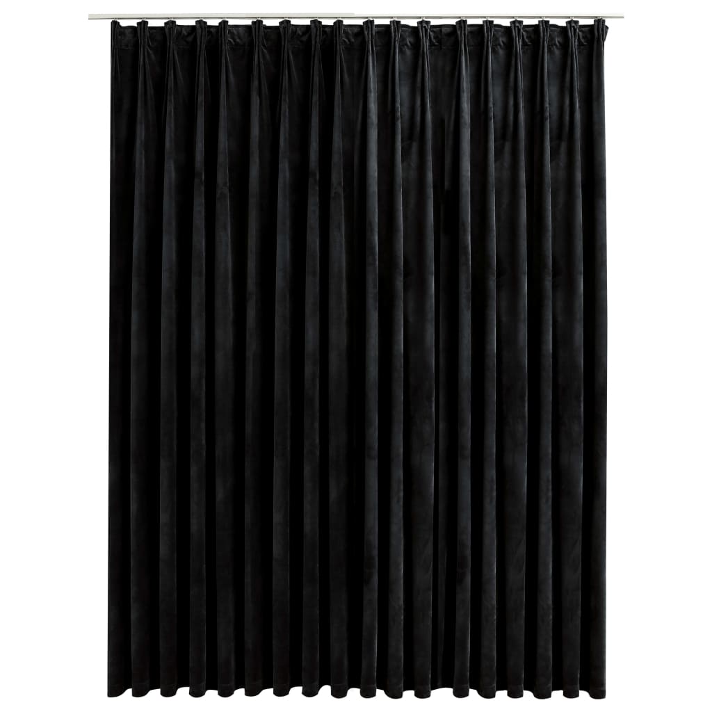 Draperie opaca din catifea cu carlige, vidaXL, Catifea, 290 x 245 cm, Negru