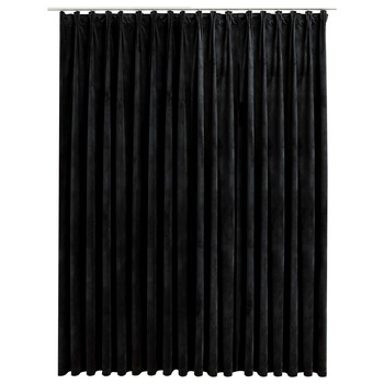 Draperie opaca din catifea cu carlige, vidaXL, Catifea, 290 x 245 cm, Negru Draperie opaca din catifea cu carlige, vidaXL, Catifea, 290 x 245 cm, Negru