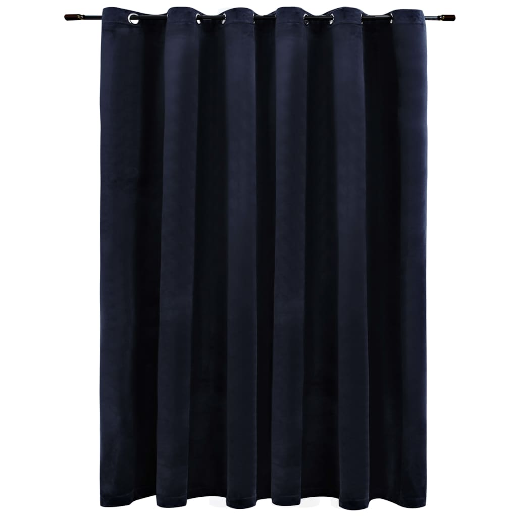 Draperie opaca din catifea cu inele metalice, vidaXL, Catifea, 290 x 245 cm, Negru