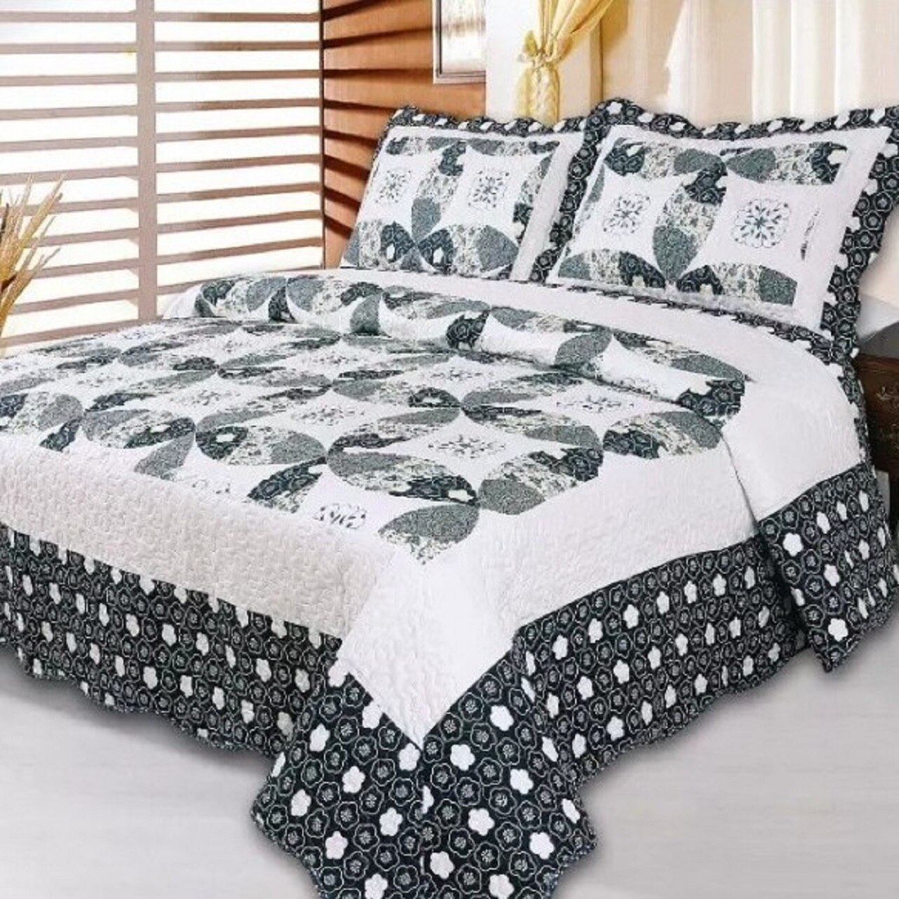 Set Cuvertura de pat dubla matlasata +2 fete de perna pentru 2 persoane bumbac Vika971