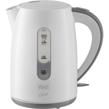 Fierbator de apa Well Coral, 2000 W, 1.7 l, Baza rotativa 360°, Indicator nivel apa, Alb Fierbator de apa Well Coral, 2000 W, 1.7 l, Baza rotativa 360°, Indicator nivel apa, Alb