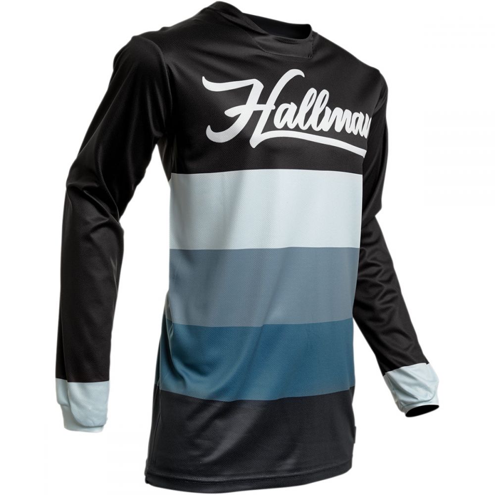 Tricou enduro Horizon S20, Negru-Albastru, M, Hallman