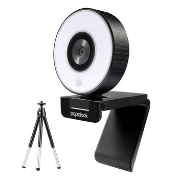 Camera web Ausdom PA552, 1080P Full HD 30 FPS, senzor touch reglaj intensitate lumina, mini-trepied, Negru/Alb Camera web Ausdom PA552, 1080P Full HD 30 FPS, senzor touch reglaj intensitate lumina, mini-trepied, Negru/Alb