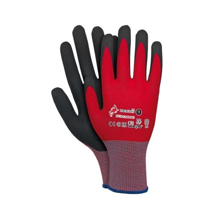 Защитни ръкавици Dura, Top Defender, покрити с нитрилна пяна, устойчиви на скъсване и износване, размер 8/M