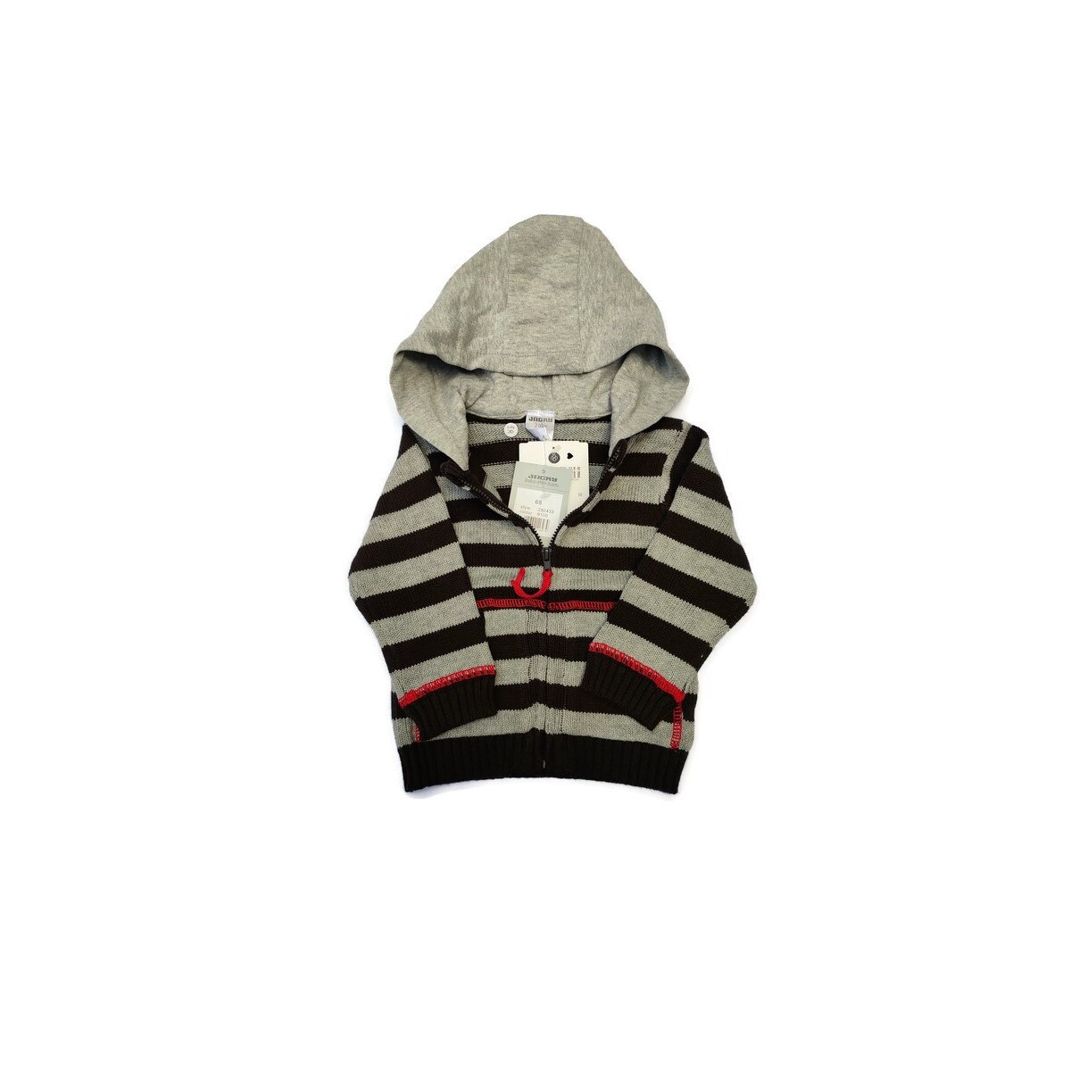 Pulover negru cu gri, pentru copii, Jacky Baby and Child Moden, cu fermoar, marimea 68, 3-6 luni