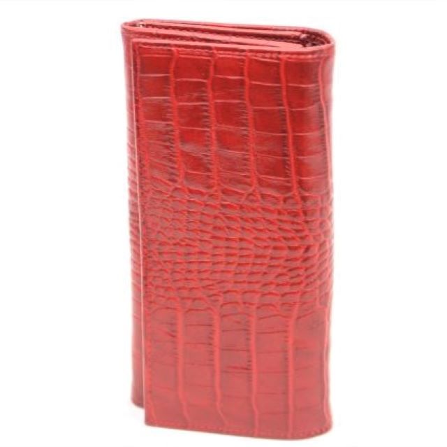 Portofel dama piele naturala croco rosu