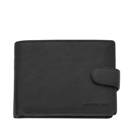 Portofel Silver Flame, SFT0401, Negru, Piele naturala