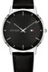 Tommy Hilfiger, Ceas analog cu cadran cu model texturat, Negru/Argintiu