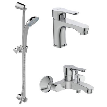 Pachet 3 in 1 Ideal Standard Alpha format din baterie lavoar, baterie cada dus si set dus cu bara Pachet 3 in 1 Ideal Standard Alpha format din baterie lavoar, baterie cada dus si set dus cu bara
