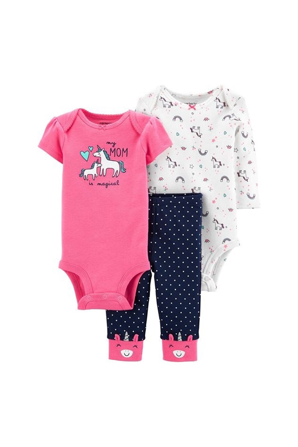 Carter's, Set de imbracaminte - 3 piese, Fucsia/Alb/Bleumarin, Fucsia/Alb/Bleumarin, 61-67 CM