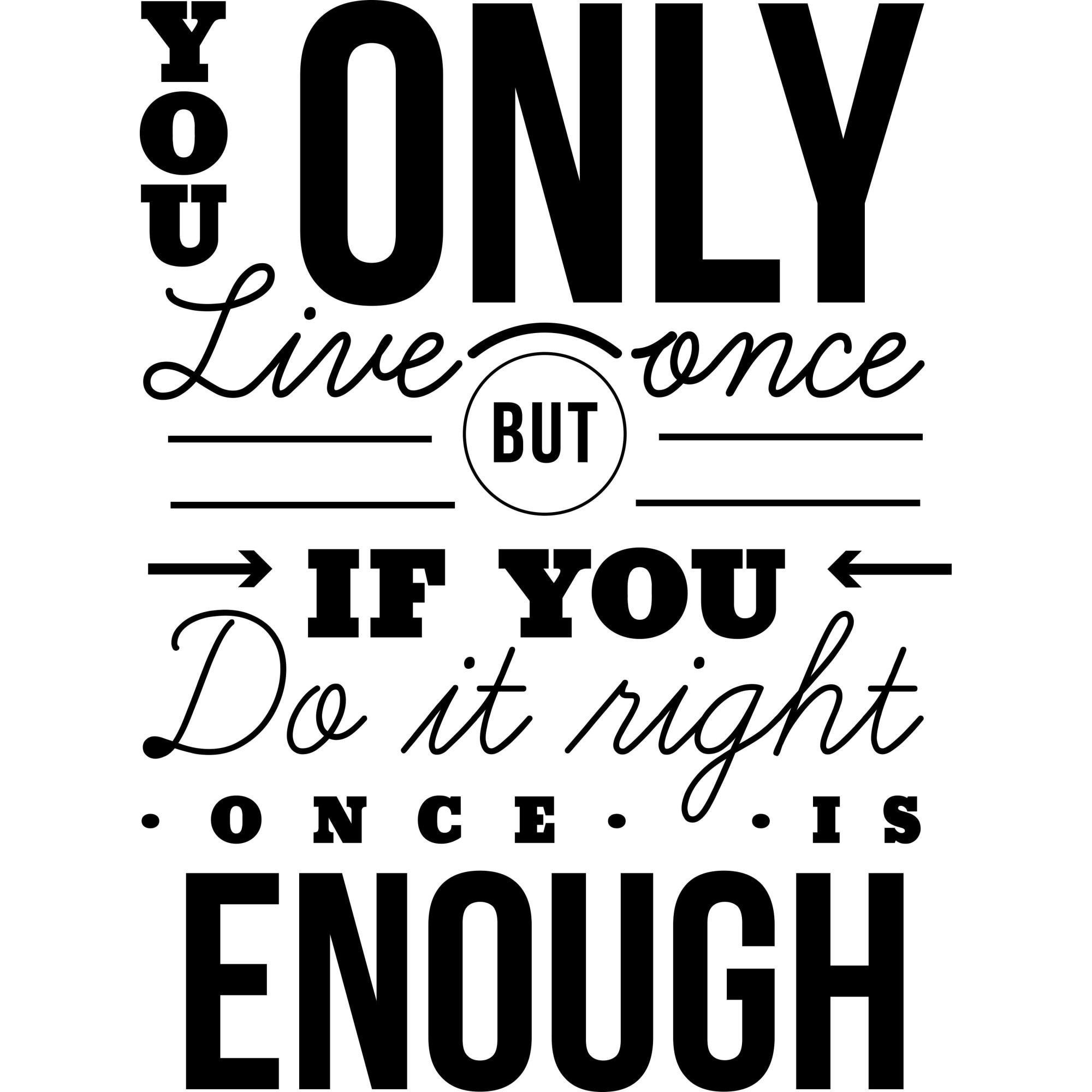 Sticker perete (autocolant) , ORACAL , You only live once , negru , 45 x 60 cm