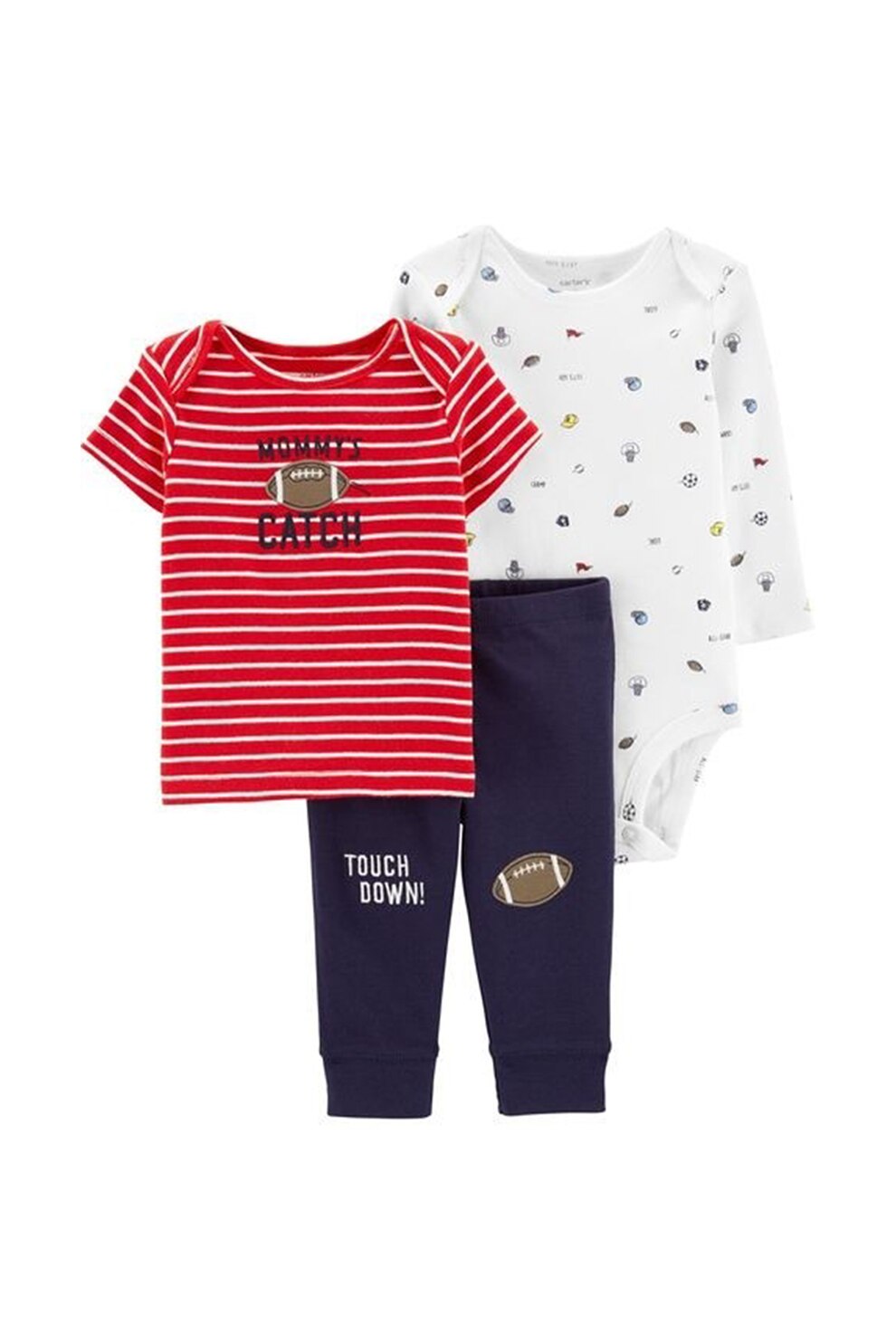 Carter's, Set de body, tricou si pantaloni, Alb/Rosu/Bleumarin