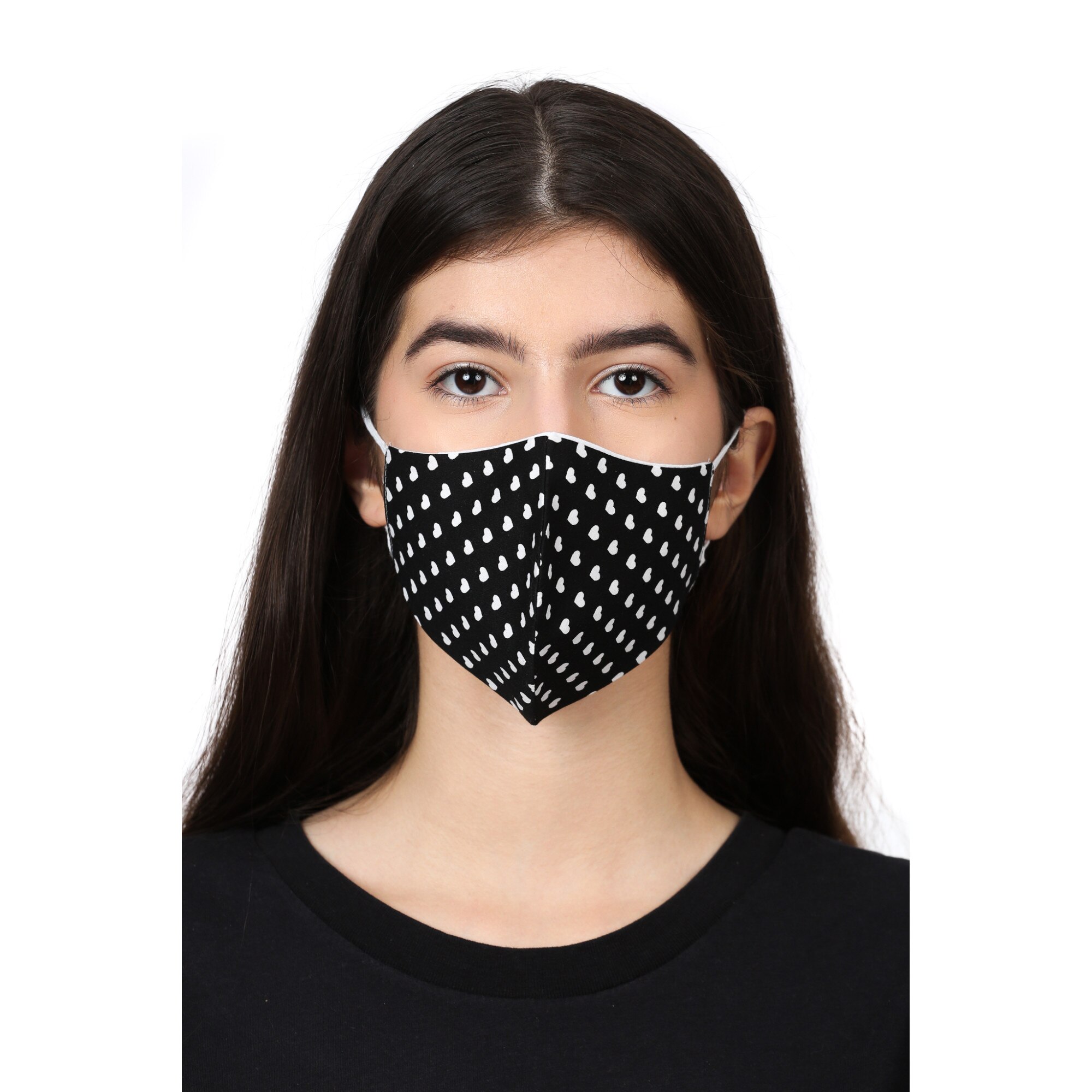 Masca de fata BE YOU, model black hearts, 1 buc