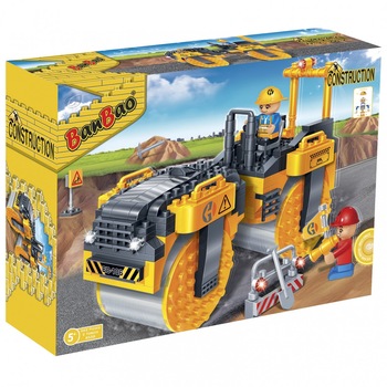 Set constructie 262 piese, 2 figurine, Compactor asfalt Set constructie 262 piese, 2 figurine, Compactor asfalt