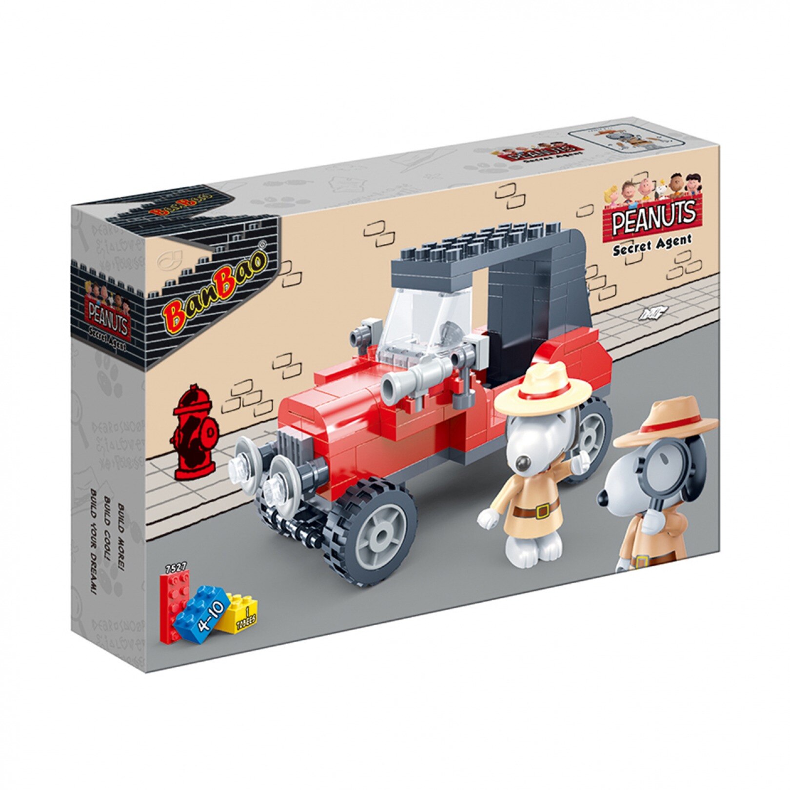 Set constructie 113 piese, 1 figurina, Peanuts masina