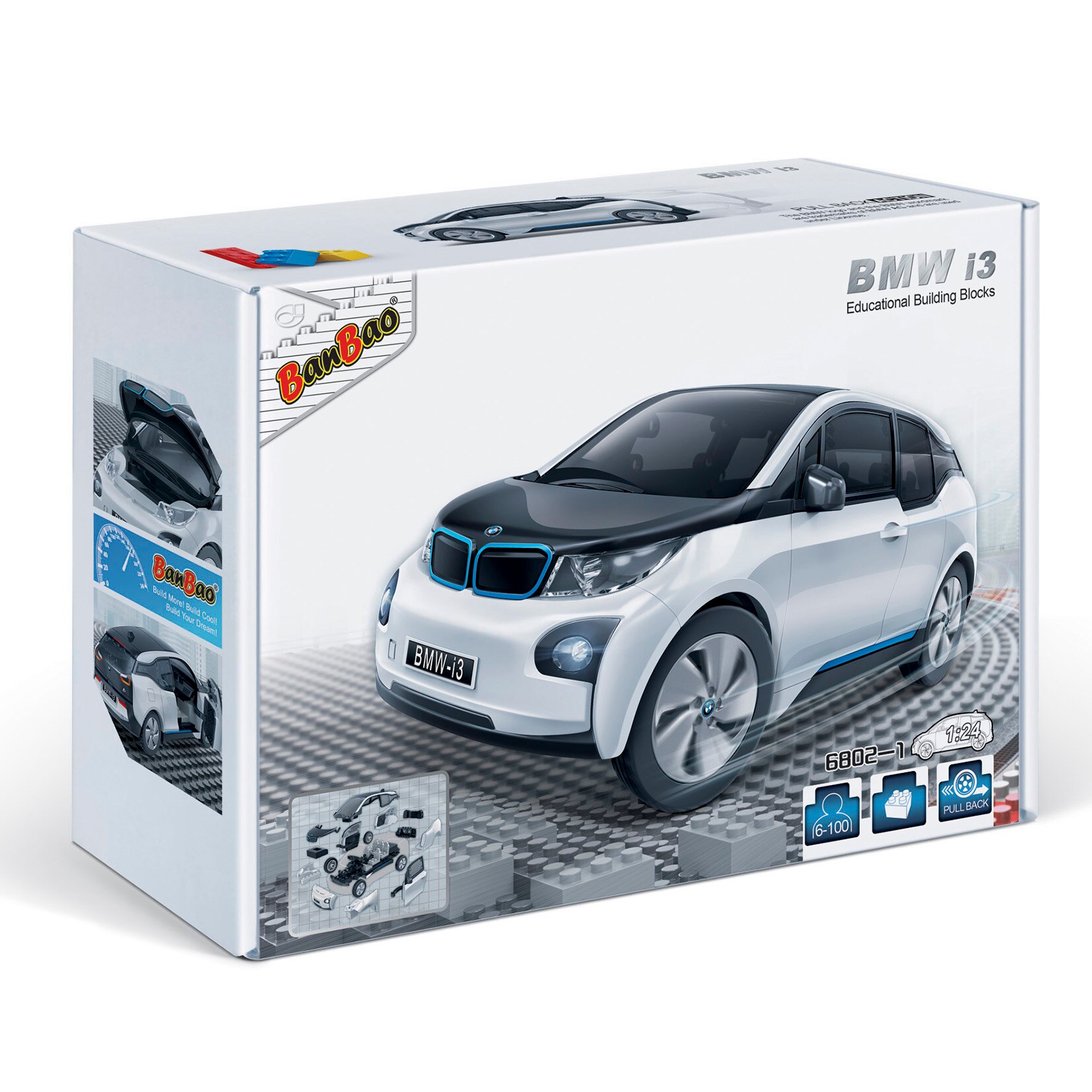 Set constructie 87 piese, BMW I3, alb