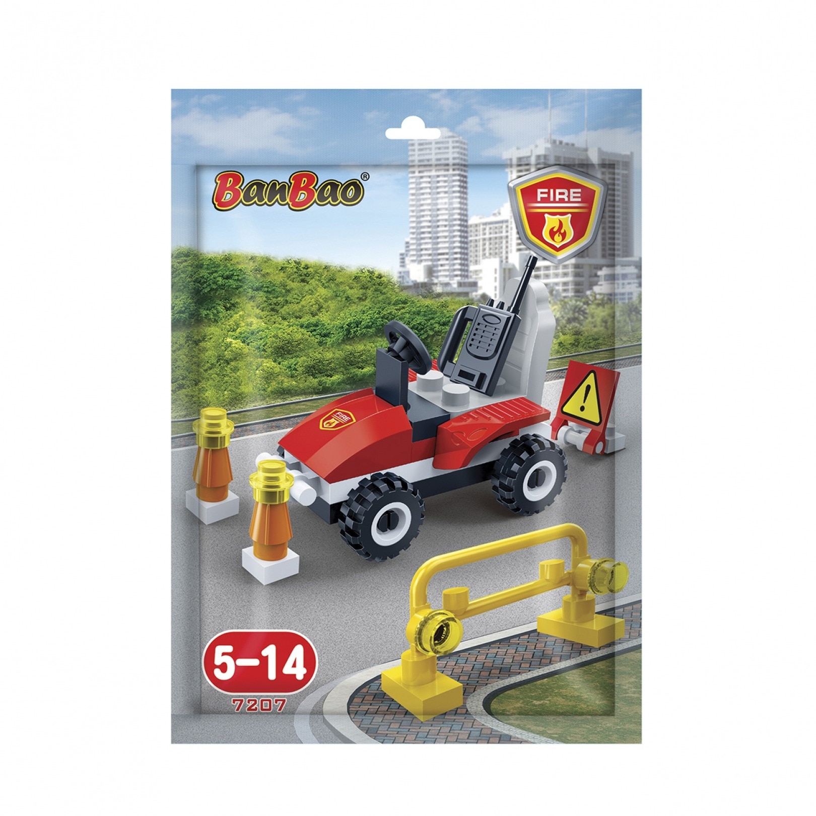 Set constructie 33 piese, ATV pompieri