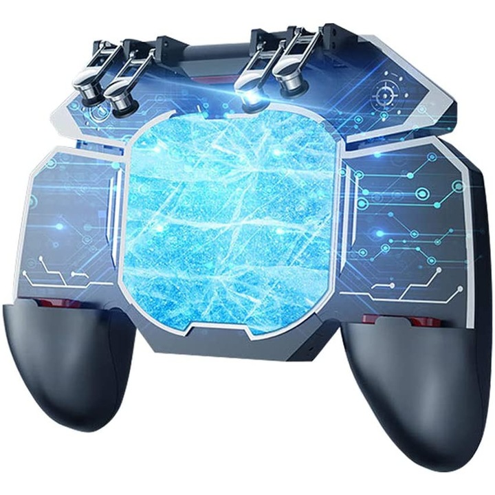 PLAYSMARTSHOP DL88 Félvezető Vezérlő, 2 professzionális kesztyűvel, BEE Flydigi Blue, ezüst szál, PUBG Fortnite Call of duty mechanikus Ravasz, telefonhűtő