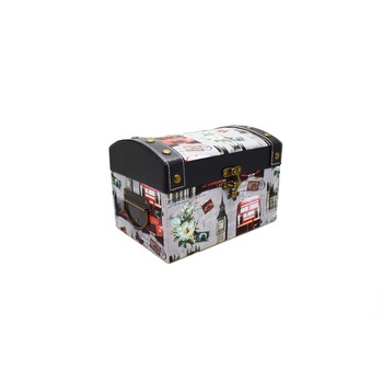 Cufar din piele ecologica cu imprimeu, Naimeed D47-1, 24 x 16,5 x 16,5 cm Cufar din piele ecologica cu imprimeu, Naimeed D47-1, 24 x 16,5 x 16,5 cm