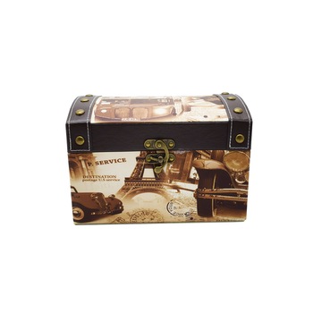 Cufar din piele ecologica cu imprimeu, Naimeed D47-2, 24 x 16,5 x 16,5 cm Cufar din piele ecologica cu imprimeu, Naimeed D47-2, 24 x 16,5 x 16,5 cm