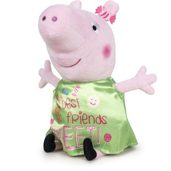 Jucarie de plus, Peppa Pig Happy Oink, roz cu imbracaminte multicolora, inaltime 20 cm, model 4 Jucarie de plus, Peppa Pig Happy Oink, roz cu imbracaminte multicolora, inaltime 20 cm, model 4
