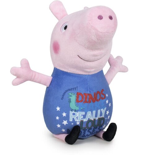 Jucarie de plus, Peppa Pig Happy Oink, roz cu imbracaminte multicolora, inaltime 30 cm, model 3