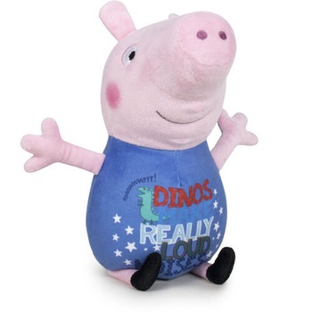 Jucarie de plus, Peppa Pig Happy Oink, roz cu imbracaminte multicolora, inaltime 20 cm, model 3 Jucarie de plus, Peppa Pig Happy Oink, roz cu imbracaminte multicolora, inaltime 20 cm, model 3