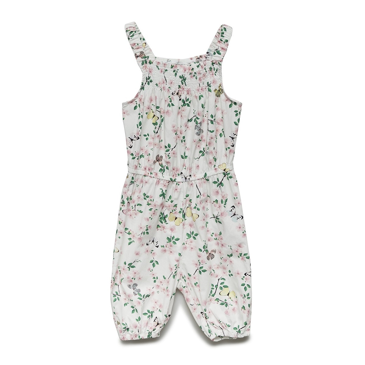 Salopeta fetite cu imprimeu floral, Alb, Name it, Marimea 92-98 EU