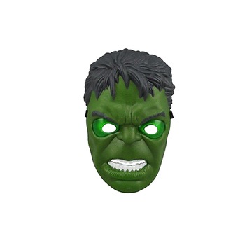 Masca Hulk cu lumini, pentru copii, 20 cm, verde Masca Hulk cu lumini, pentru copii, 20 cm, verde