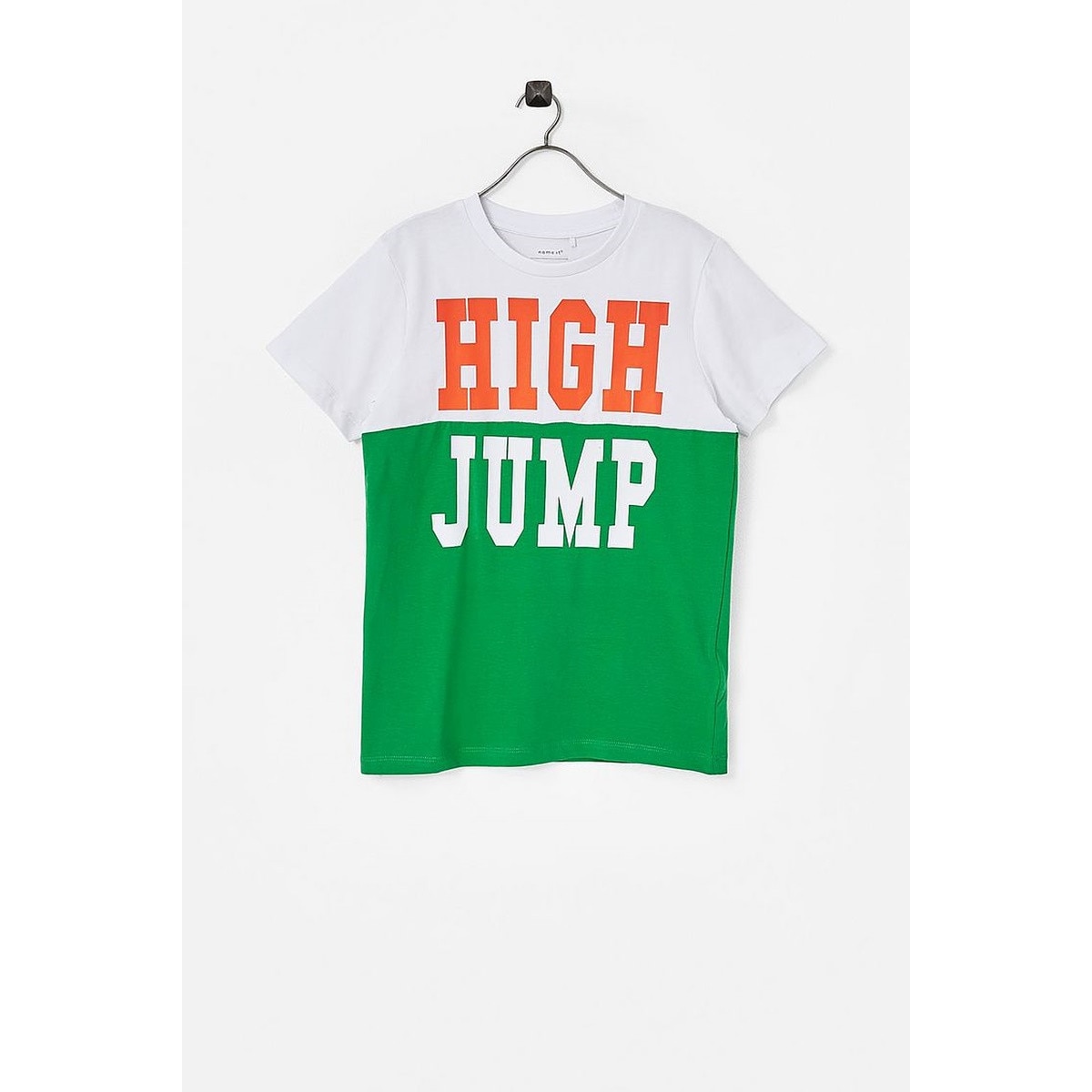 Tricou baieti HIGH JUMP, Alb cu Verde, Name it, Marimea 122-128 EU