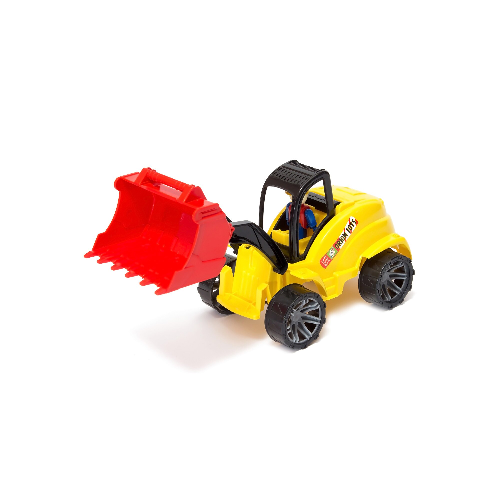 Tractoras cu buldozer frontal, rosu