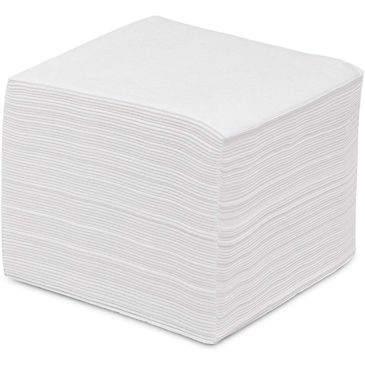 Servetele Albe din Hartie FLUFFY, 100 Buc/Set, 25x25 cm, 1 Strat