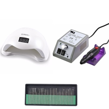 Kit unghii false, Lampa LED, Model SUN 5, 48 W, Freza electrica profesionala, 20.000 rpm, si Set 30 capete de lucru universale Kit unghii false, Lampa LED, Model SUN 5, 48 W, Freza electrica profesionala, 20.000 rpm, si Set 30 capete de lucru universale