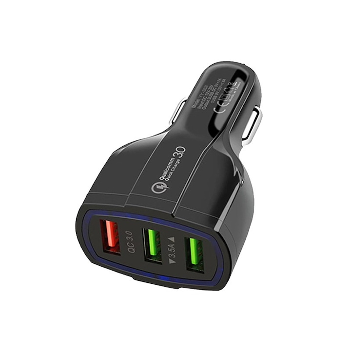 Зарядно за кола A++/AIX/Quick Charge 3.5 + 3.0 A 35 W/ Зарядно за кола/ Адаптер за зарядно за кола/USB Type C / Портове USB Qualcomm QC Адаптер за бързо зареждане Quick Charge 3.0, черен цвят