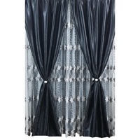 set mastel 2 draperii black-out 2x175x245cm negru cu perdea brodata 500x245cm alb-negru model br7 confectionate cu rejansa imagen 35_0_
0
