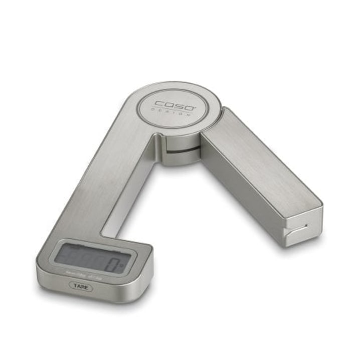 Cantar digital Caso Germany, Kitchen Ecostyle, ecologic, fara baterii, brat ajustabil, pliabil, capacitate de cantarire de pana in 5 kg, compact, inox