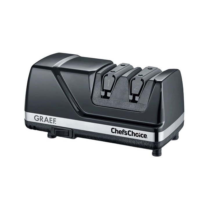 Graef CX110 Elektromos késélező, kétfázisú, élezés és köszörülés, gyémánt élezőtárcsák, elasztomer vezető, könnyen használható, fekete