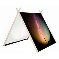 cort art factory pentru copii cu cadru din lemn natural si panza om uitandu-se spre cerul plin de stele decoratiuni latime 120 cm x inaltime 115 cm x adancime 150 cm imagen 33_0_
0