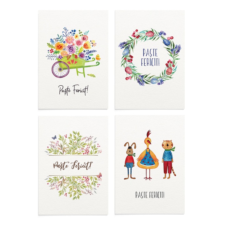 Felicitare de Paste Easter Flowers - set 4 bucati, Zizula Cards