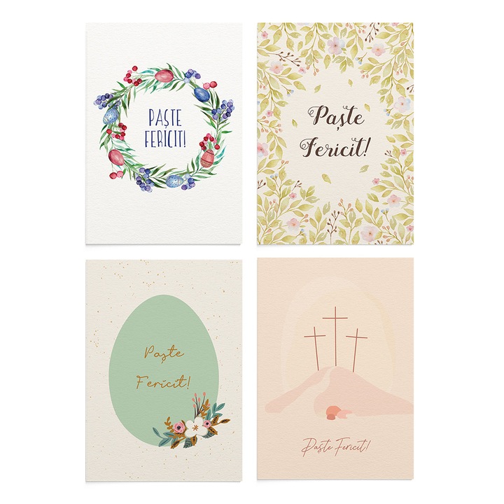 Felicitare de Paste floral - set 4 bucati, Zizula Cards