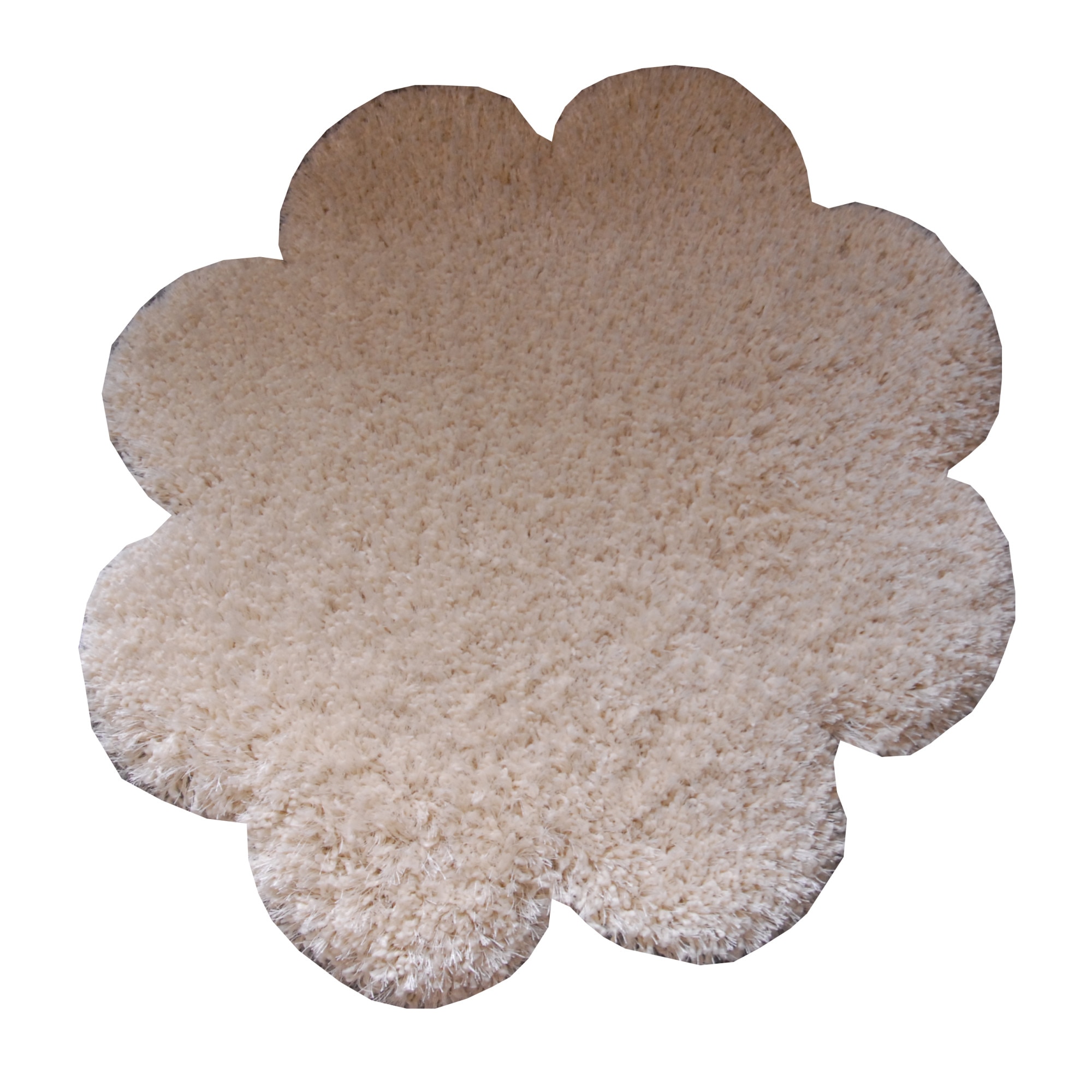 Covor floare crem 100 x 100 cm pufos grosime 5 cm, greutate 3200 g/mp